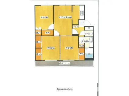 ヴィラナリー大竹 F-2(3LDK/4階)の間取り写真