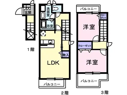 アンジェリークガーデン(2LDK/2階)の間取り写真
