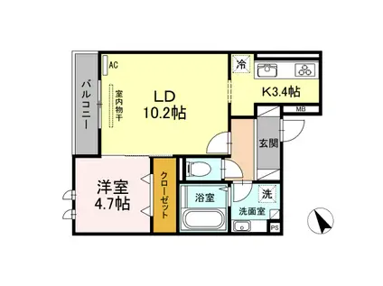 メゾンシャトー昭和通(1LDK/2階)の間取り写真