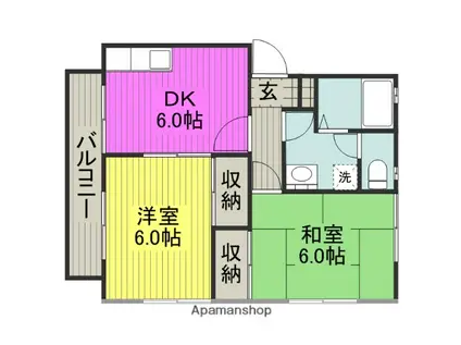 メゾンヒロモトF棟(2DK/2階)の間取り写真