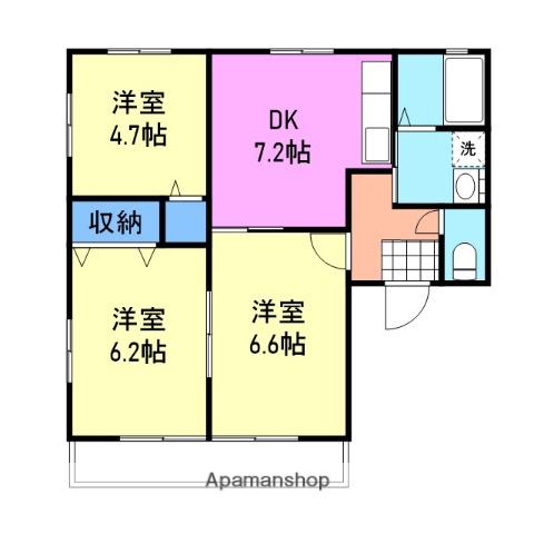 ゼフィール錦見(3DK/1階)の間取り写真