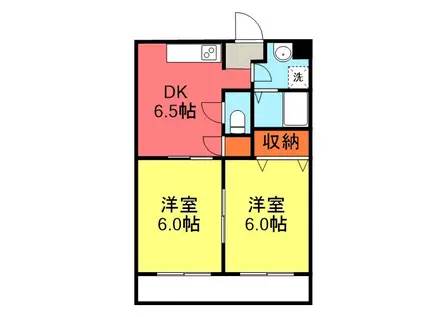 ベイハイツ(2DK/1階)の間取り写真