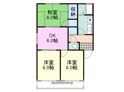 ファミール三笠(3DK/2階)の間取り写真
