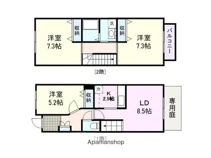 ヨーロピアンシャレー ビオラ(3LDK/1階)の間取り写真