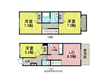 ヨーロピアンシャレー ビオラ(3LDK/1階)の間取り写真