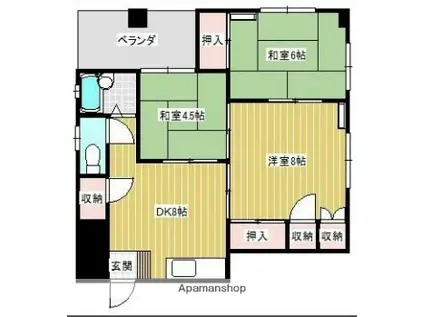 フロンティア麻里布(3DK/2階)の間取り写真