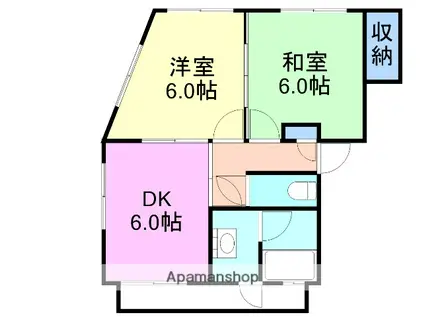 サンハイツ麻里布(2DK/3階)の間取り写真