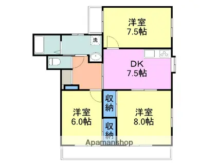 コーポラスしらき(3DK/2階)の間取り写真