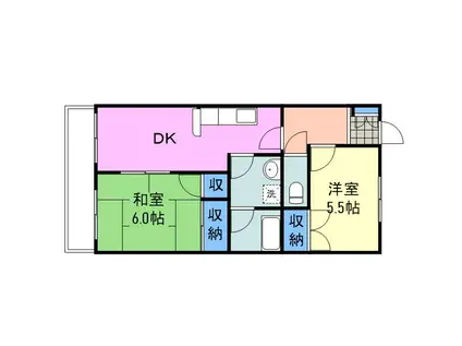 三勢ビル(2DK/3階)の間取り写真