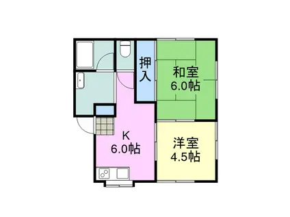 サザンハイツ(2DK/2階)の間取り写真