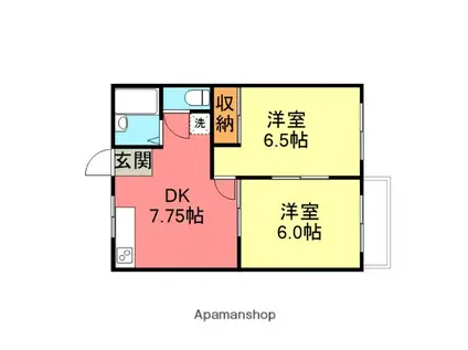 コーポ沖井(2DK/2階)の間取り写真