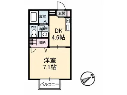 ティアラ藤(1K/2階)の間取り写真