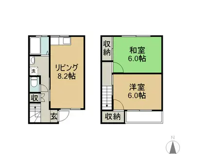 テラス立石(2DK/1階)の間取り写真