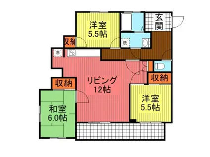KENKOハイツ(3LDK/3階)の間取り写真