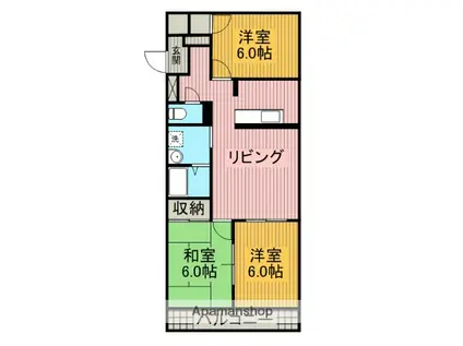 レインボーマンション(3LDK/9階)の間取り写真