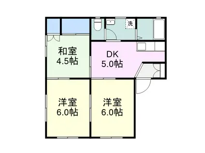 シャルムYB棟(3DK/2階)の間取り写真
