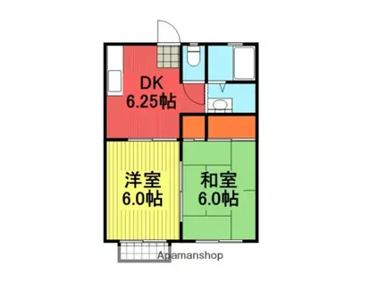 ベルヴィ五反田(2DK/2階)の間取り写真