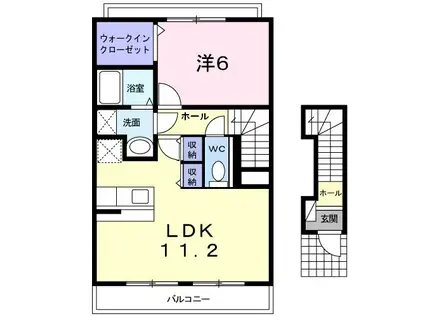 サンスクエアB(1LDK/2階)の間取り写真