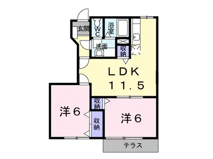 アメニティハイツ D(2LDK/1階)の間取り写真