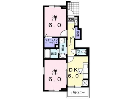 サンビレッジ由宇(2DK/1階)の間取り写真