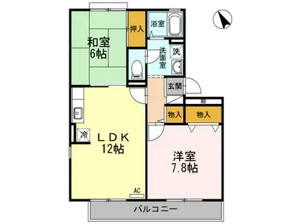 ペアシティゆうⅡ(2LDK/3階)の間取り写真