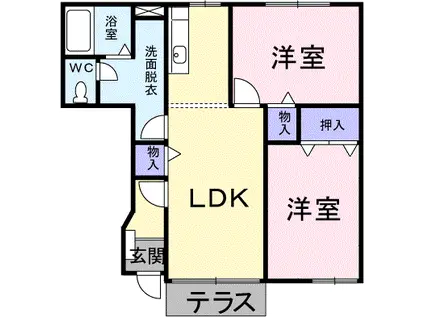 ニュークレールメゾンA(2LDK/1階)の間取り写真