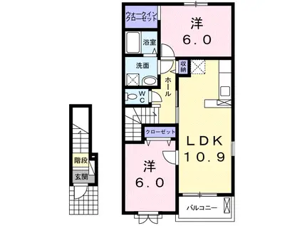 レフィーノA(2LDK/2階)の間取り写真