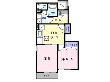 ノイ・ブローテB(2DK/1階)の間取り写真