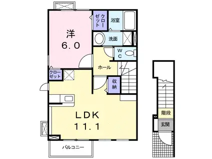 クロワール・リアンⅢ(1LDK/2階)の間取り写真