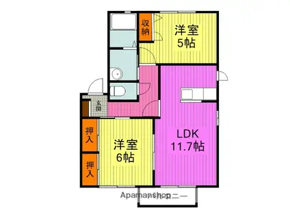 シャーメゾンGⅠ棟(2LDK/2階)の間取り写真
