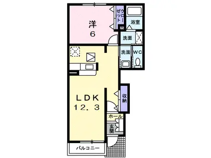 サンハウスヨシキB(1LDK/1階)の間取り写真