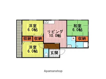 サニーガーデンⅠ(3LDK/1階)の間取り写真