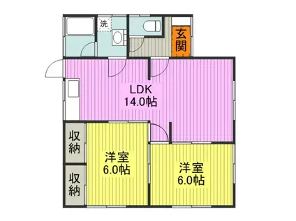 山陽本線 南岩国駅 徒歩60分 1階建 築39年(2LDK)の間取り写真