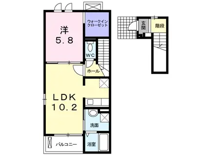 フェルト プラース A(1LDK/2階)の間取り写真