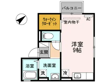 アルテール小郡(ワンルーム/2階)の間取り写真