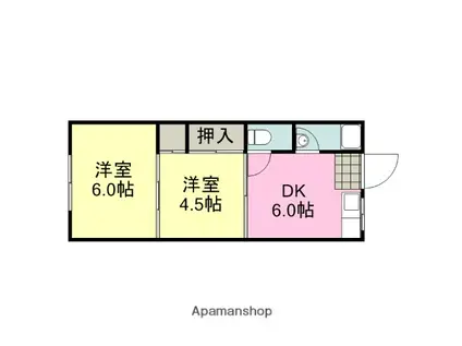 アシエンターマンション(2DK/2階)の間取り写真