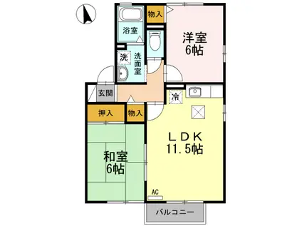 ルマフジワラドゥア(2LDK/1階)の間取り写真