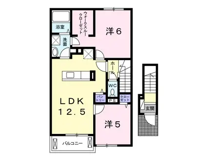 フローラ Ⅱ(2LDK/2階)の間取り写真