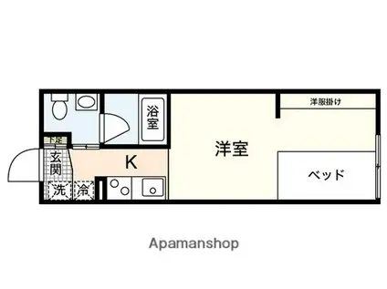 ゼフィルⅢ(1K/1階)の間取り写真