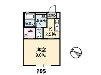 クラション・アンベール(1K/1階)の間取り写真