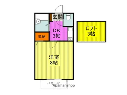 ドエルさばⅡ(1K/2階)の間取り写真