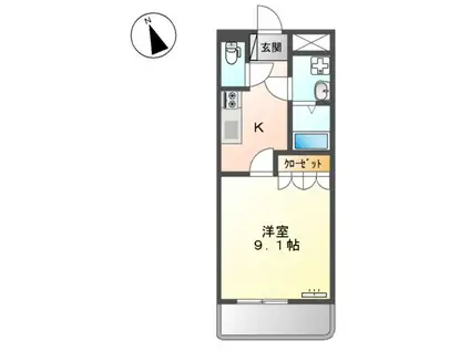 ウィルタウン(1K/2階)の間取り写真