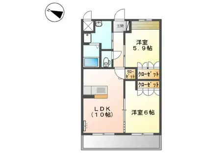 エスペランサ吉敷(2LDK/2階)の間取り写真