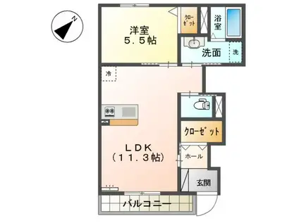 パルジェプランドール(1LDK/1階)の間取り写真