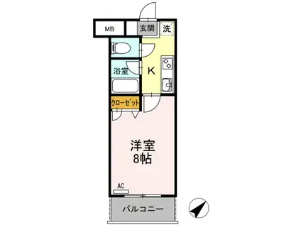 メゾン木の花(1K/1階)の間取り写真