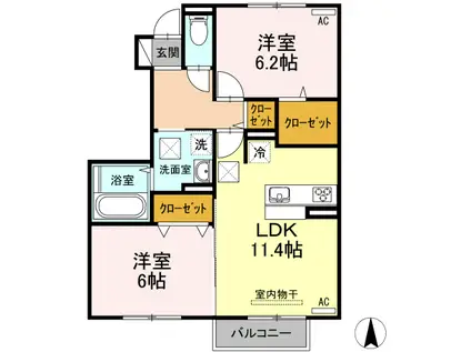 フォレスト(2LDK/1階)の間取り写真