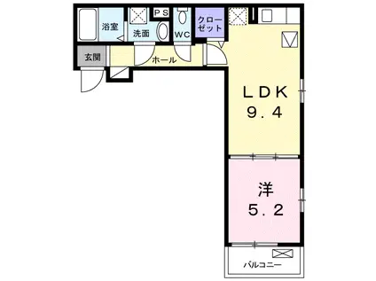 LACRAS(1LDK/1階)の間取り写真