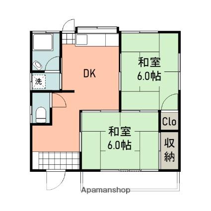 山陽本線 岩国駅 徒歩12分 1階建 築60年(2DK/1階)の間取り写真