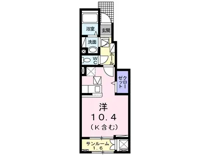 BEST HOUSE Ⅵ(ワンルーム/1階)の間取り写真