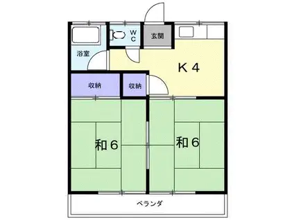 第二五橋苑(2K/2階)の間取り写真